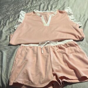 Pink Ruffled Women's Sleepwear Set